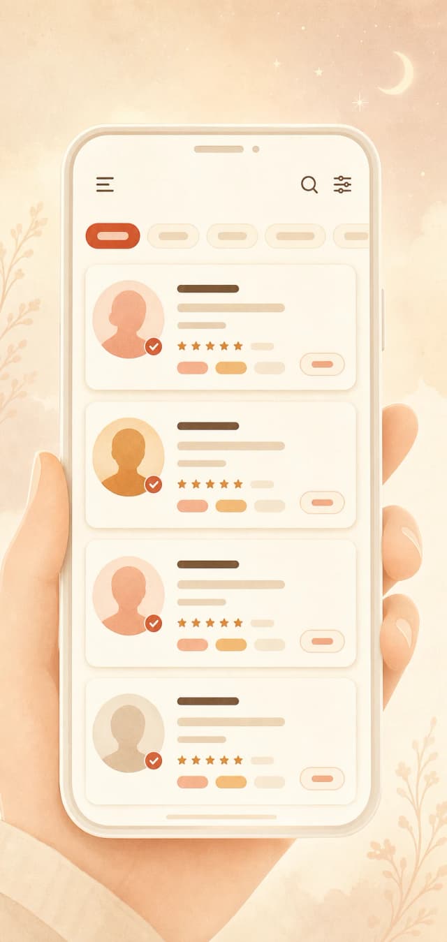 도사방 앱 미리보기 — 인증된 선생님 목록